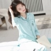 Hui Nazi Chunqiu Mian bông đồ ngủ ve áo mượt cotton mát cạnh thanh lịch màu rắn đơn giản dịch vụ nhà phù hợp với