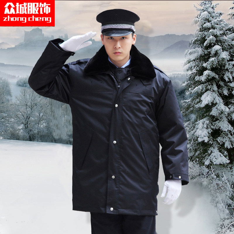 Military coat men's winter thickened medium and long cold storage work cotton coat security coat security coat security coat multi-functional cold suit
