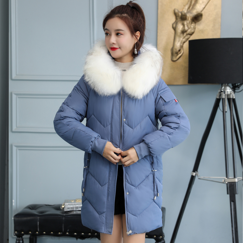 phụ nữ bông 2019 mới mùa đông Hàn Quốc phiên bản lỏng lẻo dài vừa xuống bông quần áo dày bông sinh viên áo triều