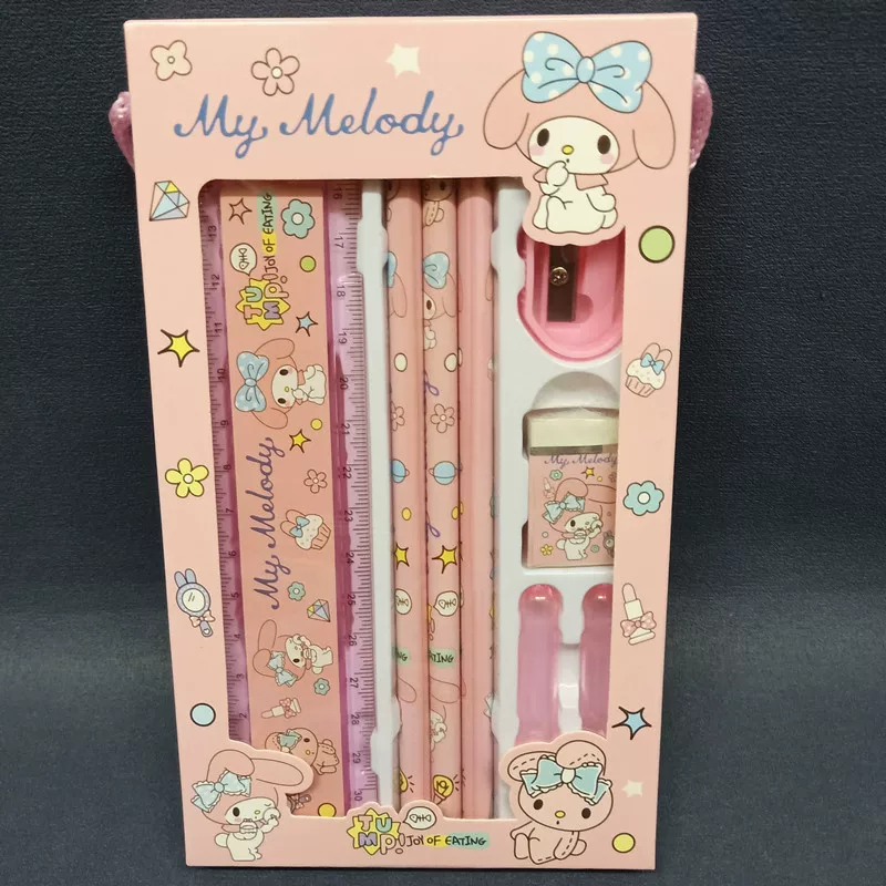 Набор канцелярии (Sanrio) 12 предметов: карандаш, ластик, линейка — My Melody, Kuromi, Hello Kitty