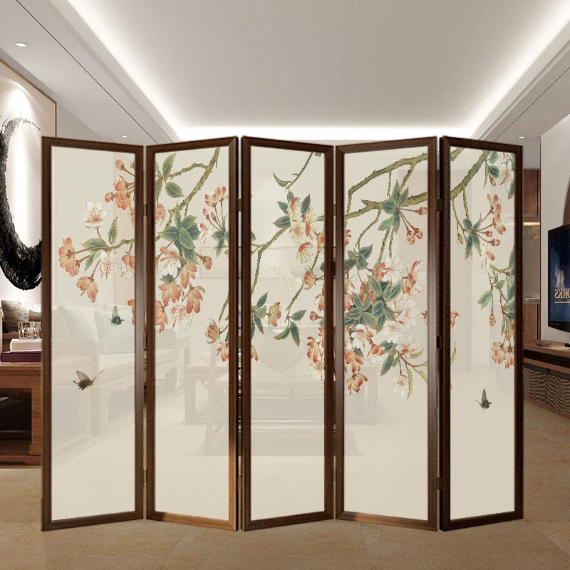 Màn hình tùy chỉnh vách ngăn phòng khách bằng gỗ rắn Văn phòng khách sạn Trung Quốc hiện đại tối giản gấp màn hình gấp mờ di động - Màn hình / Cửa sổ