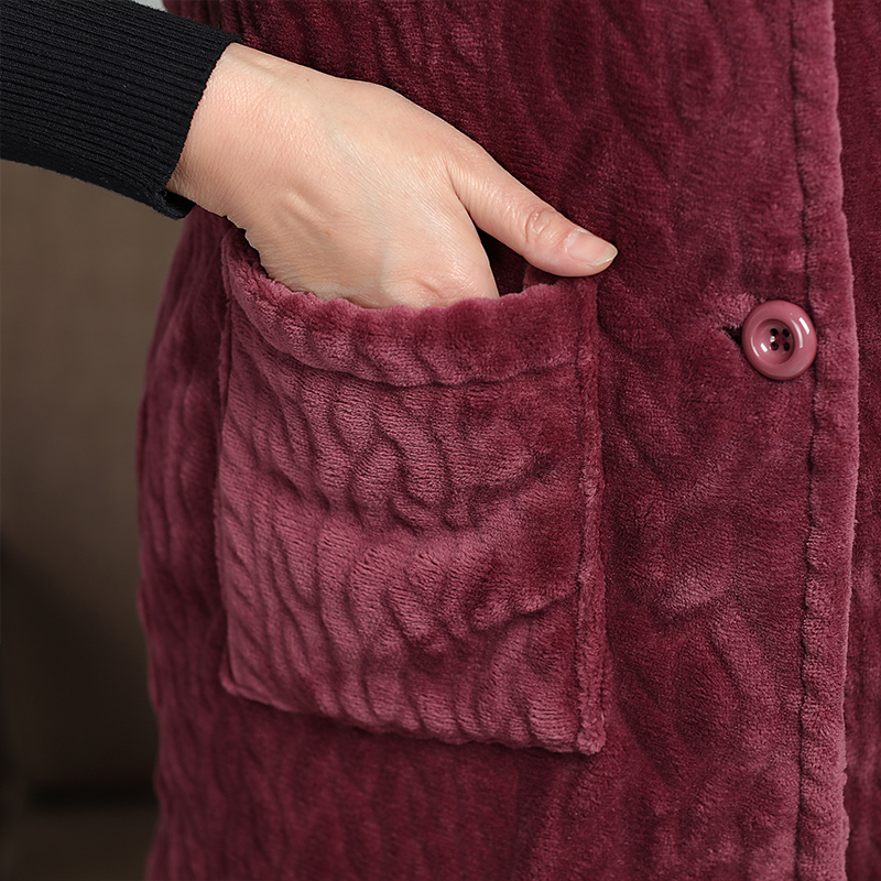 2018 trung niên nữ san hô lông cừu flannel đồ ngủ mẹ cộng với nhung dày ấm áp mùa thu và mùa đông nhà quần áo ngọn bộ thể thao nam