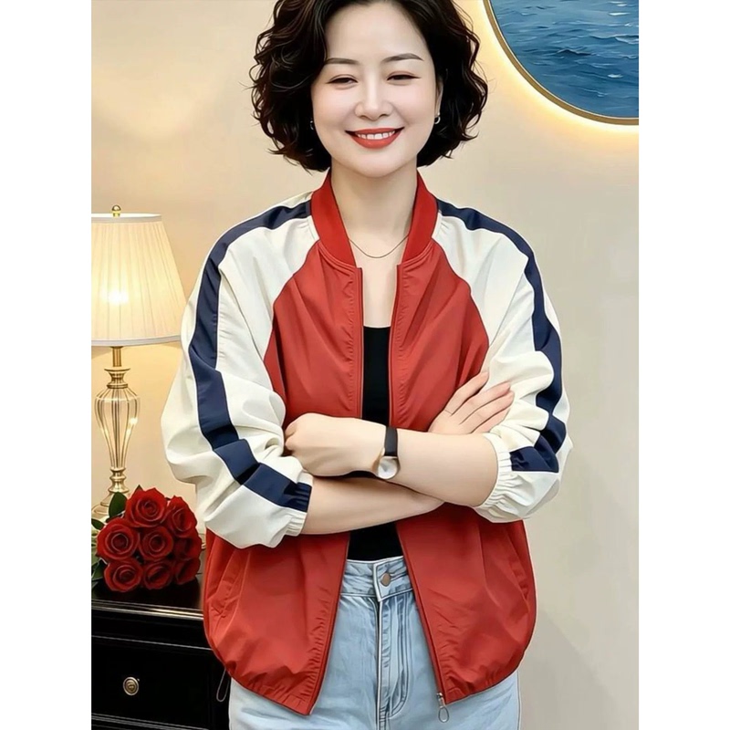 European High-End Red Zip-Up Windbreaker Jacket for Women, New Autumn Model, Premium Brand Outdoor Short Jacket