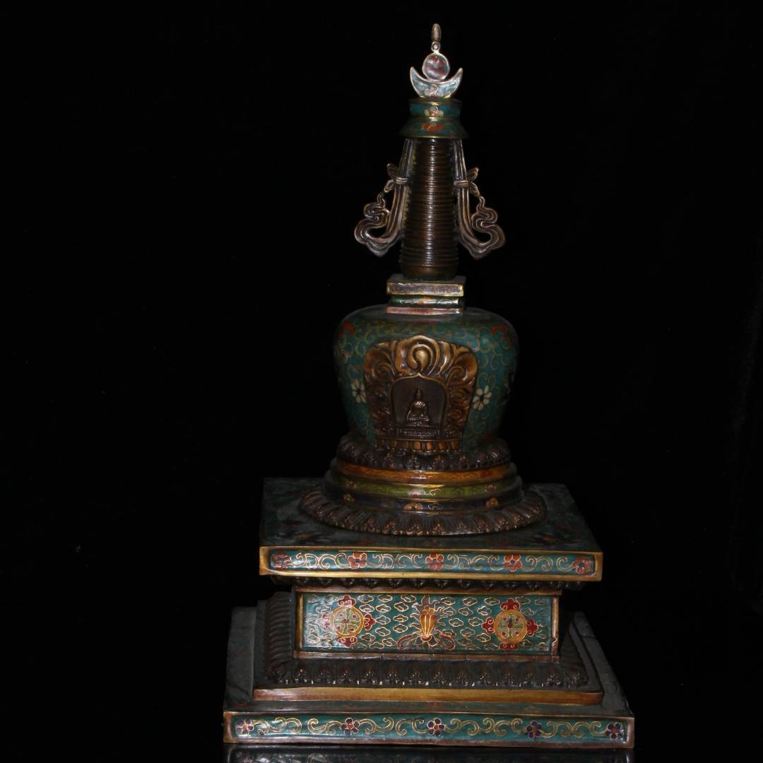 Antique Miscellaneous Collection Bronze Ware Collection Copper Cloisonne Cloisonne Filigree Stupa Home Furnishings