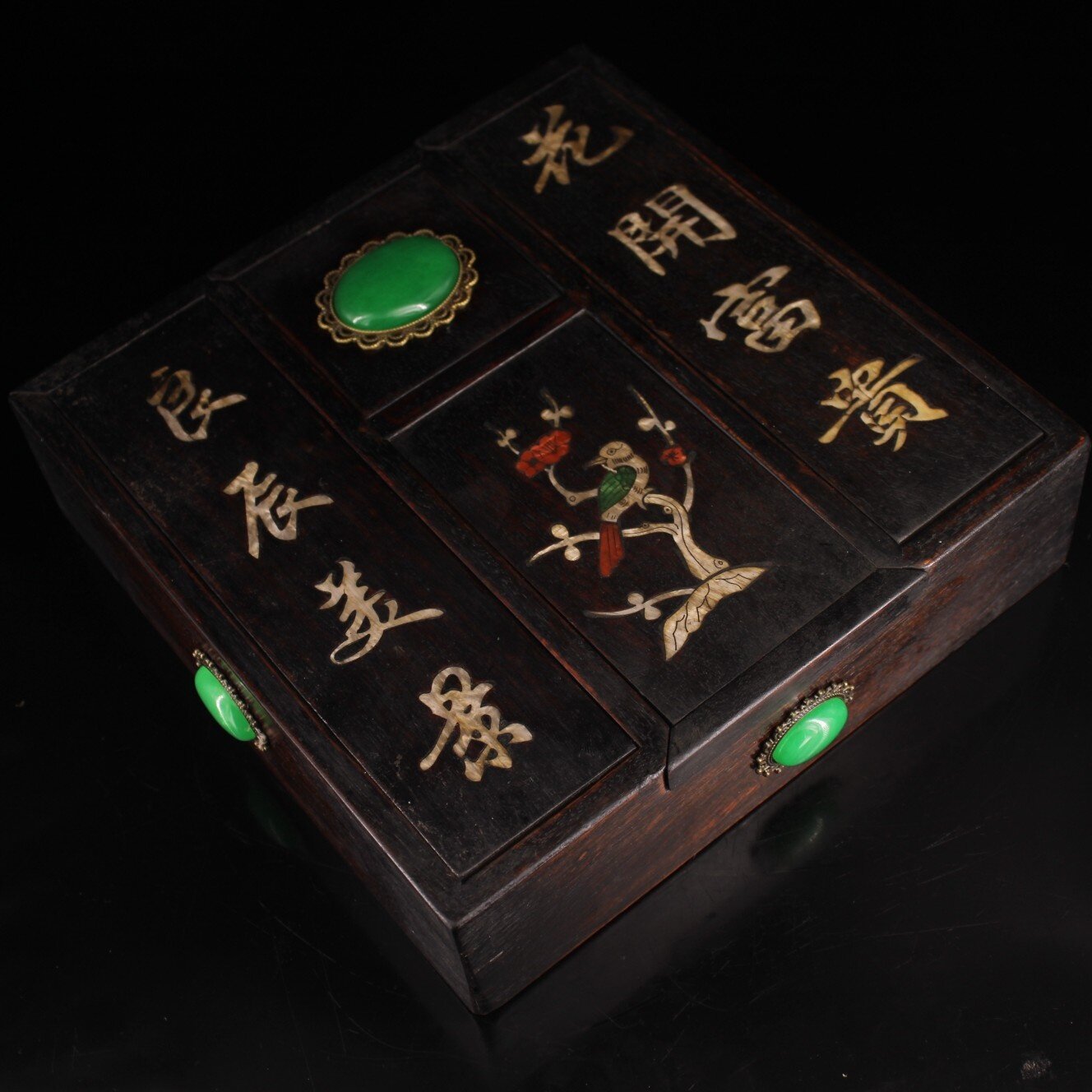 Ancient Play Miscellaneous Collection Wooden Ware Collection Treasured Flower Pears Wood Inlaid Shell Jewel Flowers Open Rich And More Open Box