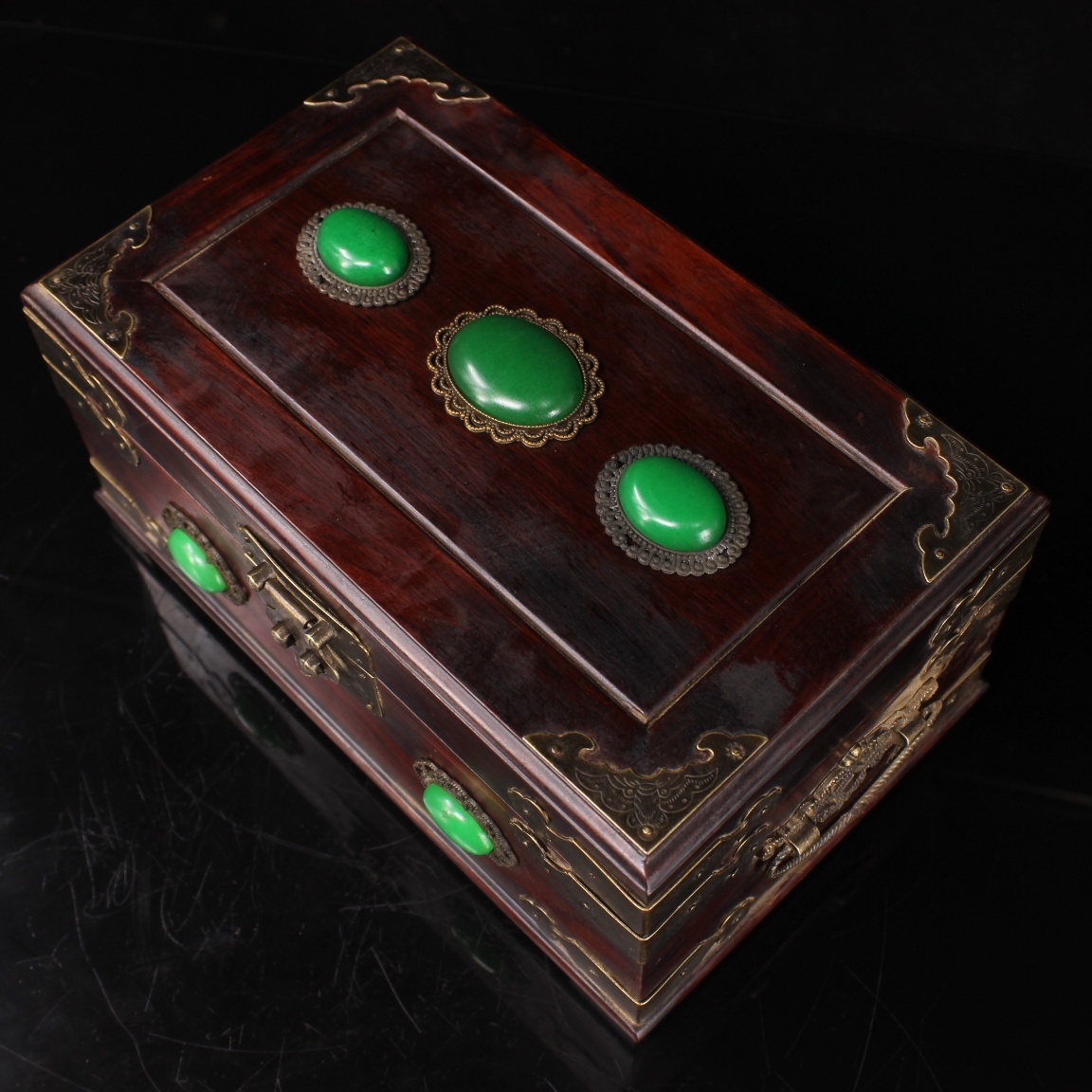 Ancient Miscellaneous Collection of Wooden Collection of Collection of Red Acid Branches Mounted Gem Box