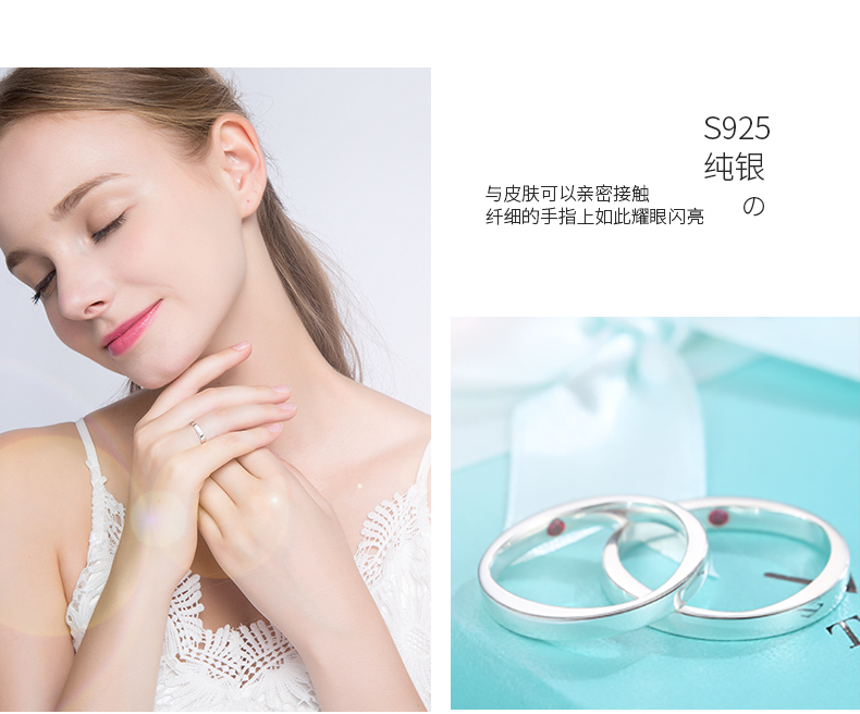 Vana khảm Swarovski zircon sterling silver couple nhẫn một cặp người đàn ông và phụ nữ đơn giản Nhật Bản và Hàn Quốc thiết kế ban đầu trên ...