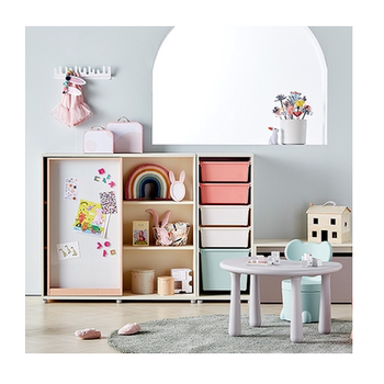 South korea solid wood environmental protection cartoon children's whiteboard bookshelf baby picture book shelf children's bookcase toy storage cabinet