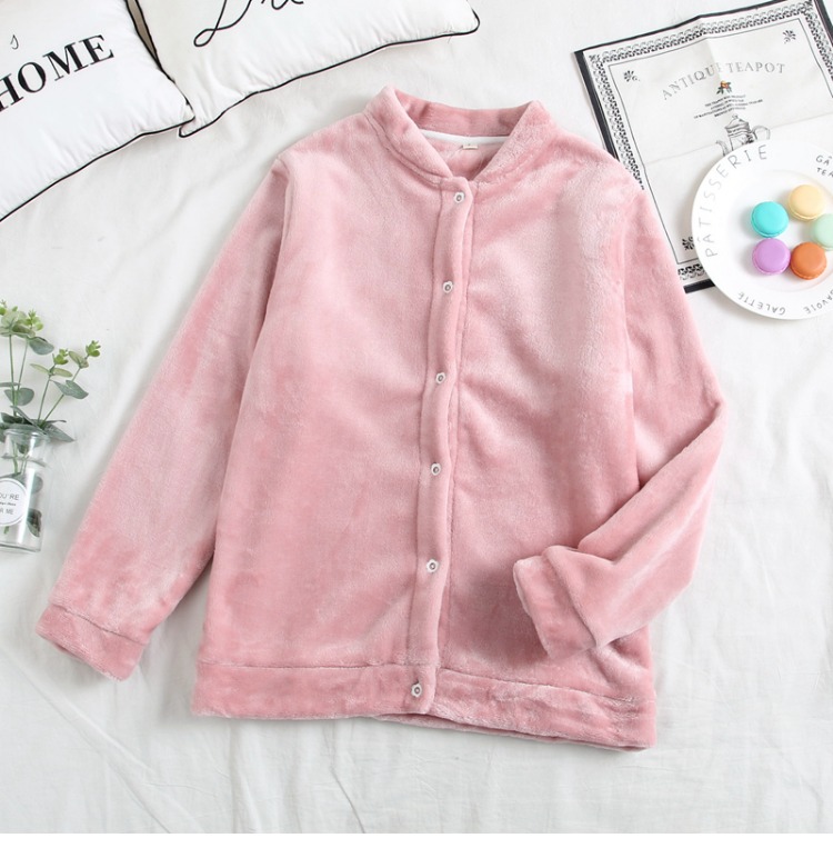 Đồ ngủ của phụ nữ áo đơn mùa thu và mùa đông flannel dài tay dịch vụ tại nhà dày ấm áp áo len lông cừu san hô có thể được mặc đồ ngủ nữ