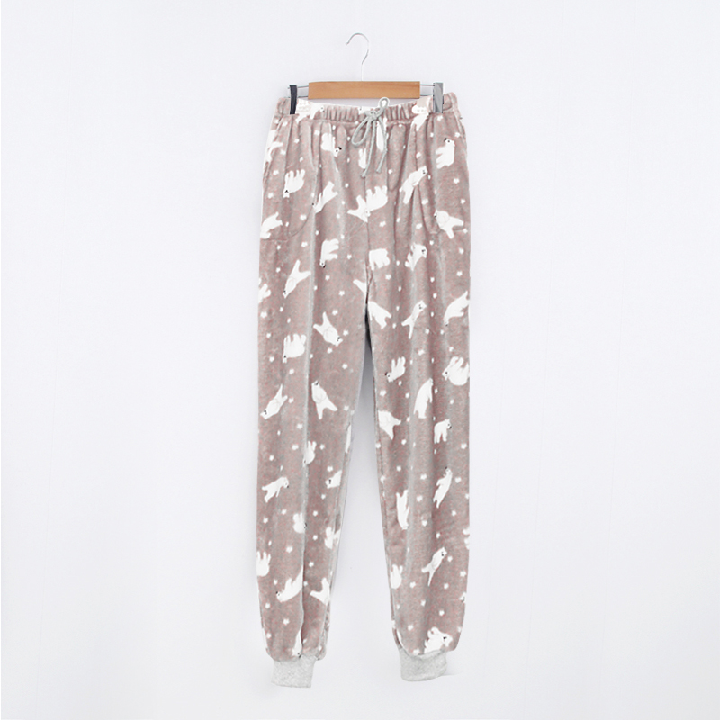 Quần pyjama nam và nữ đôi lứa mùa thu đông flannel quần nhung san hô dày ấm để giữ chân chân quần nhà chân quần thể thao nam
