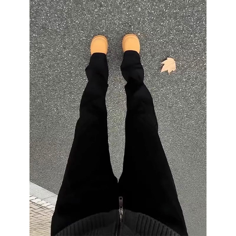 Cleanfit Black Scimitar Jeans for Men, Slimming, Leg-Lengthening, Stretchy Straight-Leg Pants, American-Style Narrow Flared Pants