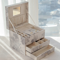 High-end jewelry box earrings necklaces jewelry box small jewelry storage box exquisite large capacity