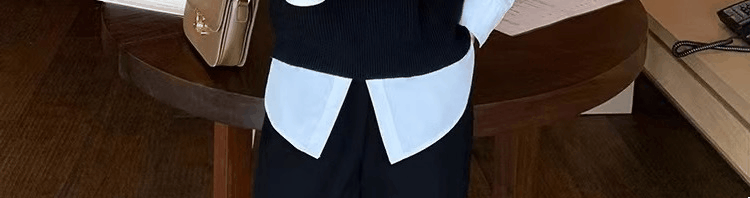 Женская жилетка 毛衣马甲背心衬衫两件套女衬衣春季2025新款搭配叠穿马夹针织上衣