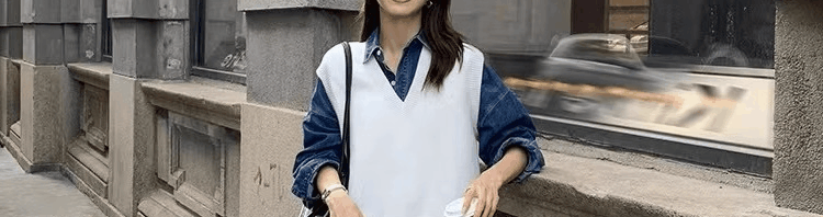 Женская жилетка 毛衣马甲背心衬衫两件套女衬衣春季2025新款搭配叠穿马夹针织上衣