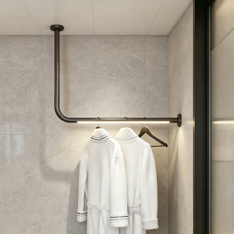 All-Season Atour Hotel and B&B Wall-Mounted Clothes Rail, Hanging-Style Clothing Store Bedroom Clothes Rack, Stainless Steel Clothes Rack with Light All-Season Atour Hotel and B&B Wall-Mounted Clothes Rail, Hanging-Style Clothing Store Bedroom Clothes Rack, Stainless Steel Clothes Rack with Light