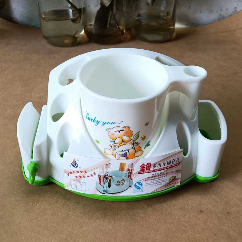 Multifunction Toothbrush Seat Box Bathroom table face toothbrush cylinder cover with gargling cup toothpaste squeezer toothbrush holder