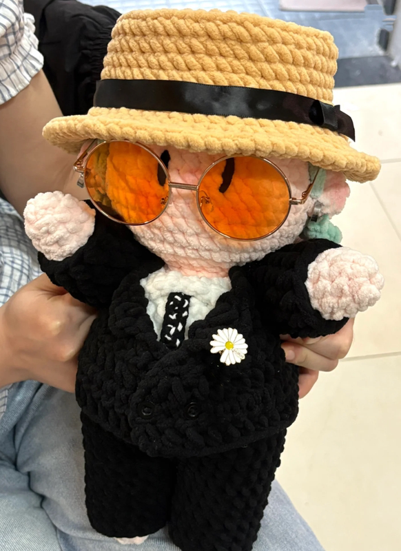 Handmade Gift Yarn Crochet G-Dragon Suit Hat DIY Material Kit Pendant Support Merchandise Concert