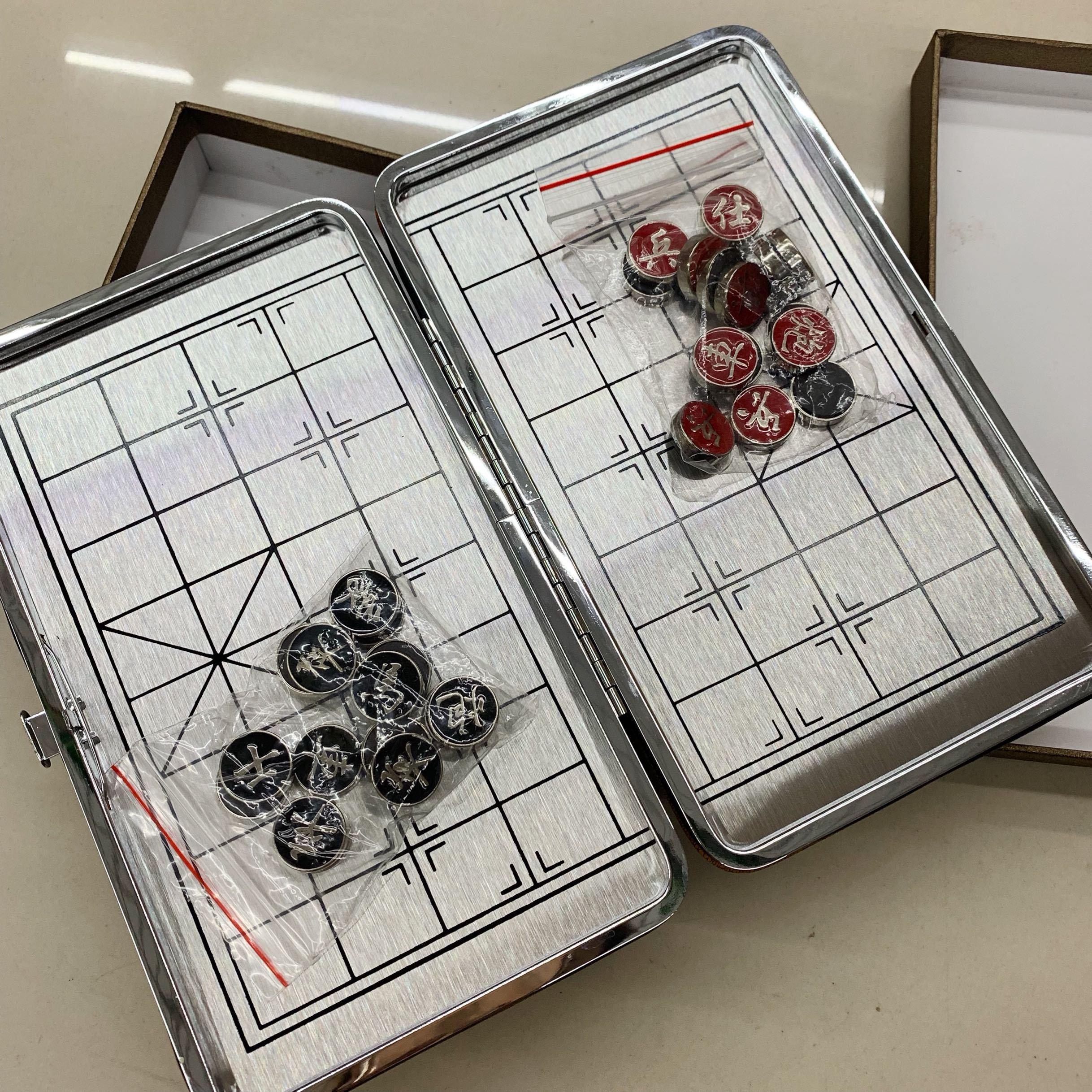 Travel Chinese Chess Pocket Portable Ferromagnetism Folding Adult Children's Exquisite Ultra-thin Desktop with Box Portable