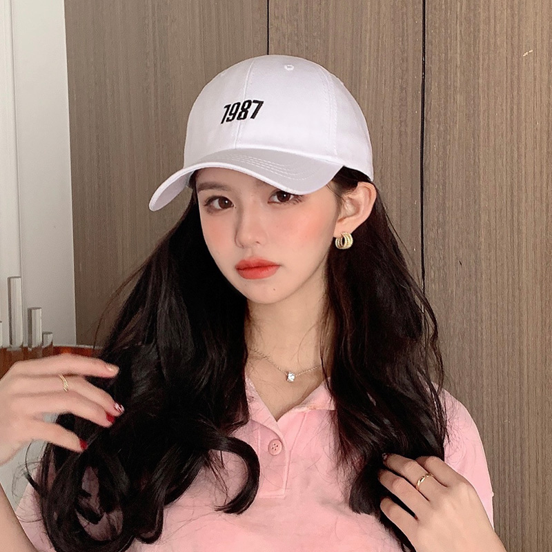 1987 white soft topsummer Thin white Sunscreen sunshade Hat female spring and autumn peaked cap Baseball cap male tide ins Show a small face fashion