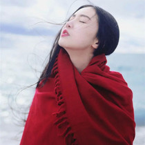Red Bride wedding shawl small shawl women autumn and winter scarf dual-purpose winter scarf with high-end knitted wool