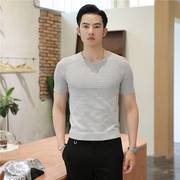 Nam ngắn tay áo len màu rắn Polk Hàn Quốc phiên bản của hàng dệt kim nửa tay áo sửa chữa đáy xu hướng cá tính đẹp trai.