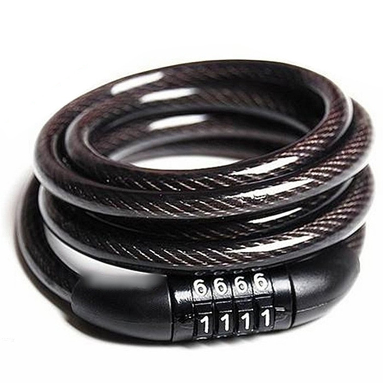 Heat Pin Mountaineering Bike Lock 4 Digits Code Lock Chain Steel Cable Lock Electric Car Bike Theft Prevention Riding Gear
