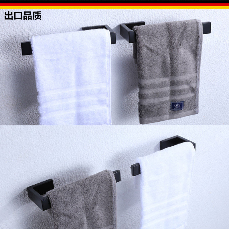 German black towel ring 304 stainless steel toilet free from punching hand towel Single-pole bathroom hardware pendant 