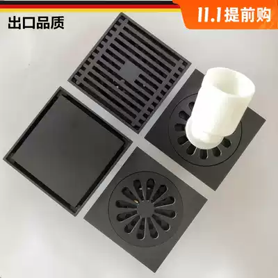 German black invisible floor drain dressing room sewer deodorant all copper floor drain bathroom shower room washing machine floor drain