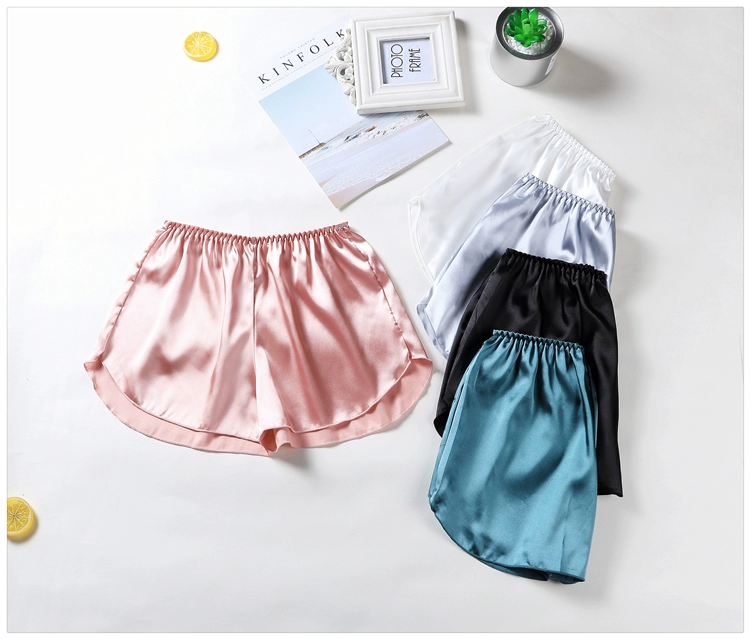 2019 phiên bản Hàn Quốc của quần legging lụa băng mới màu sắc rắn rỏi bên trong quần lửng ống rộng an toàn mặc quần chống ánh sáng - Quần short