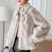 Fur womens 2022 new autumn and winter fur one-piece Danish mink coat small age-reducing fashion mink short