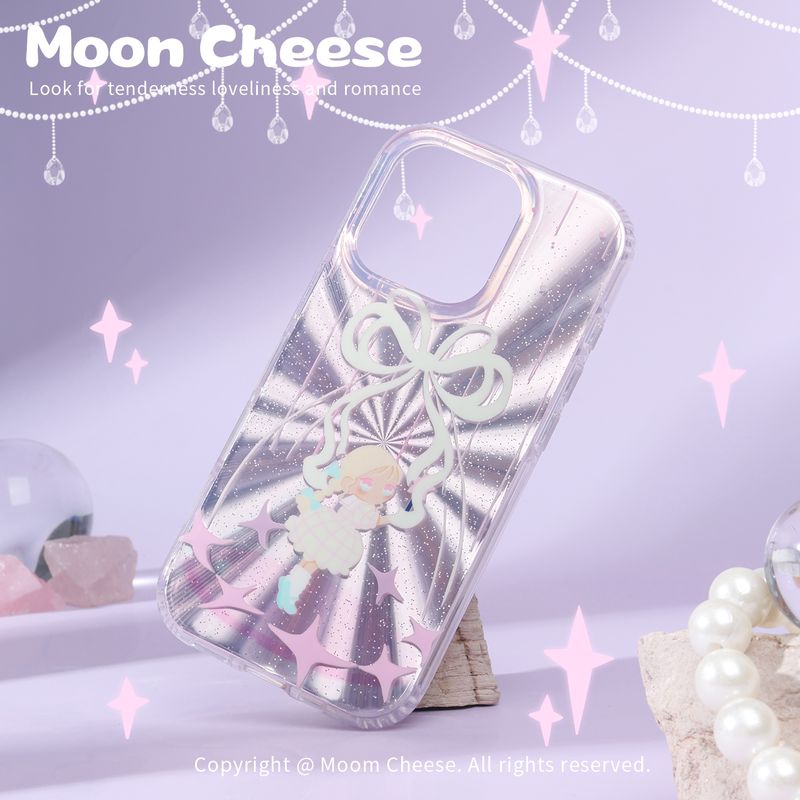 [Wishing to the Stars] Moon Cheese Original Pink Ballet Princess Phone Case Compatible with iPhone 17/16 Pro Max Apple Laser Double Layer 15 Pro/14 Magnetic Huawei Mate 70 Pro