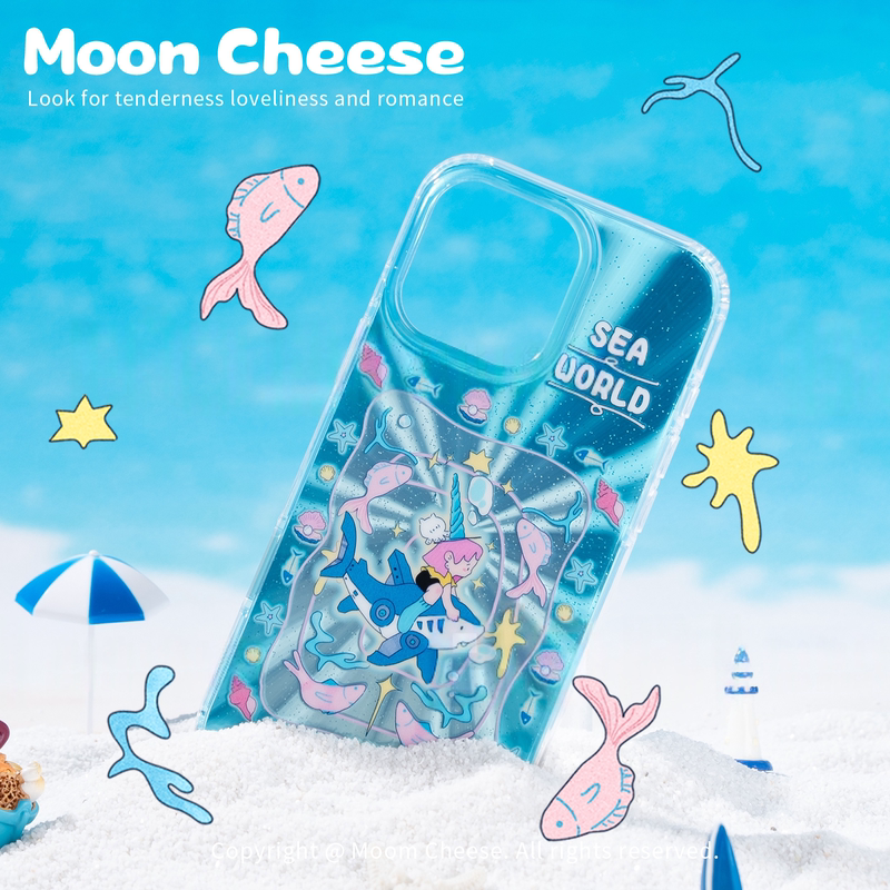[Undersea Maiden] Moon Cheese Original Illustrator Phone Case Suitable for iPhone 17 Pro Max Apple 16 Pro Laser Niche Design 15/14 Double-Layer Imd Magnetic Huawei Mate 70