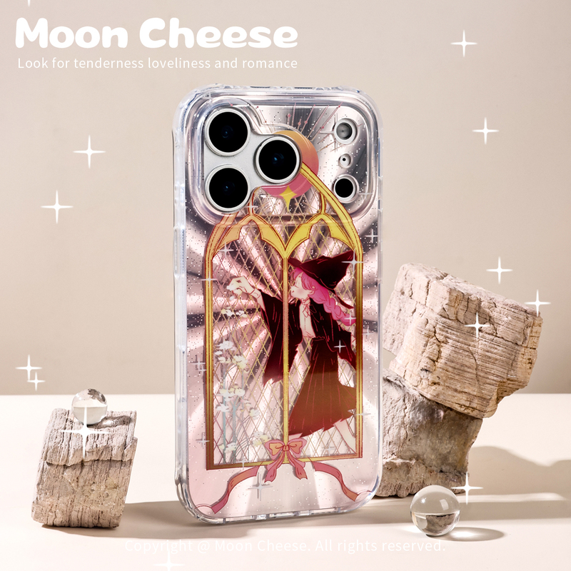 [Magic Girl] Moon Cheese Original Fantasy Witch Phone Case Compatible with iPhone 16 /17Promax Apple 16Pro Double Layer Imd15Pro/14 Magnetic Huawei Mate70Pro