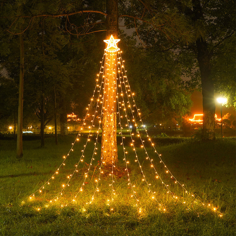 Five-Pointed Star Waterfall Lights Christmas Decorative Atmosphere Lights Courtyard Solar String Lights Outdoor Waterproof String Lights Small Colorful Lights Five-Pointed Star Waterfall Lights Christmas Decorative Atmosphere Lights Courtyard Solar String Lights Outdoor Waterproof String Lights Small Colorful Lights