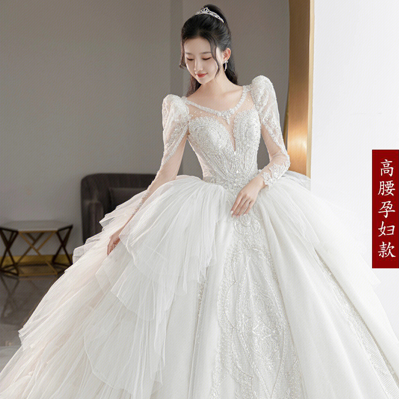  XXL+White pregnant women's models (unprovable parts of single wedding dresses)  