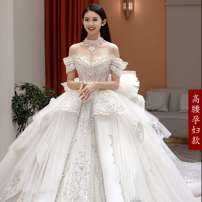  XXL+White pregnant women's models (unproving single wedding dresses)  