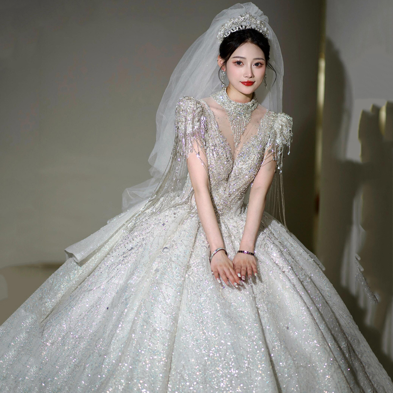 Wedding Dress Bride 2026 New Style Main Fabric High-End Texture French Heavy Craftsmanship Maternity Plus Size Petite Haute Couture Light