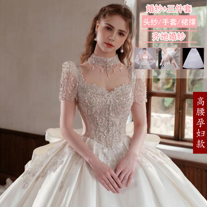 M+White pregnant women's models (wedding dress+three -piece set)  