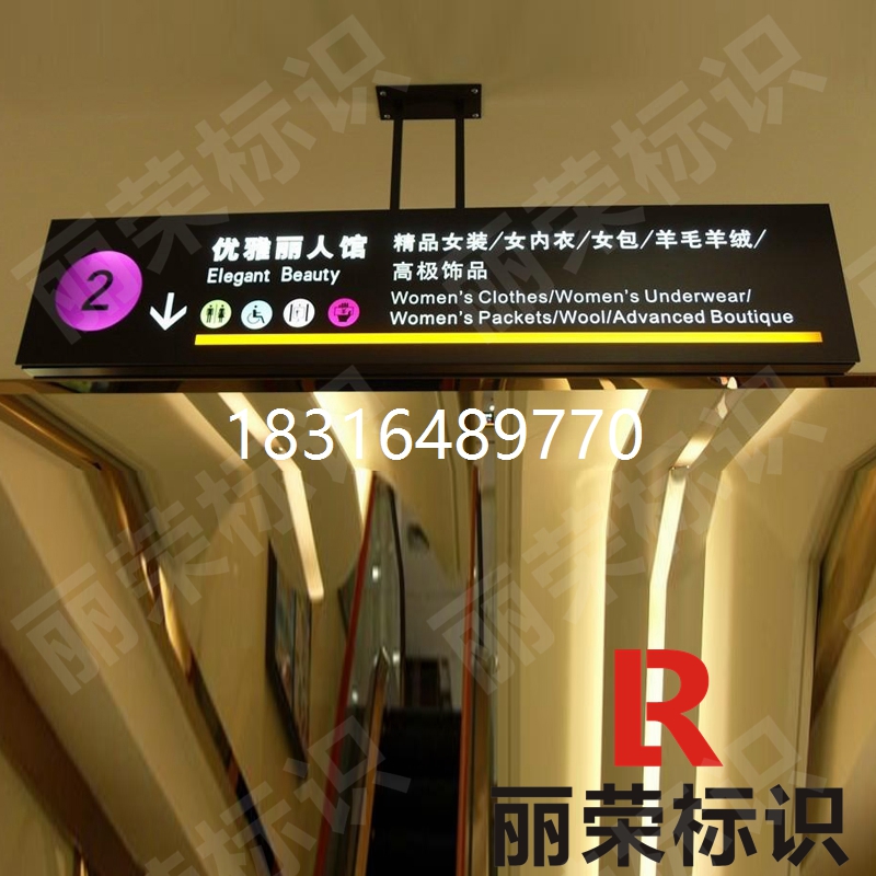 Custom Heat Selling Mall Scenic Spot Pointing To Card Supermarket Makeup Room Hanging Bifacial Lightening Indication Pendant Hollowed-out Light Box