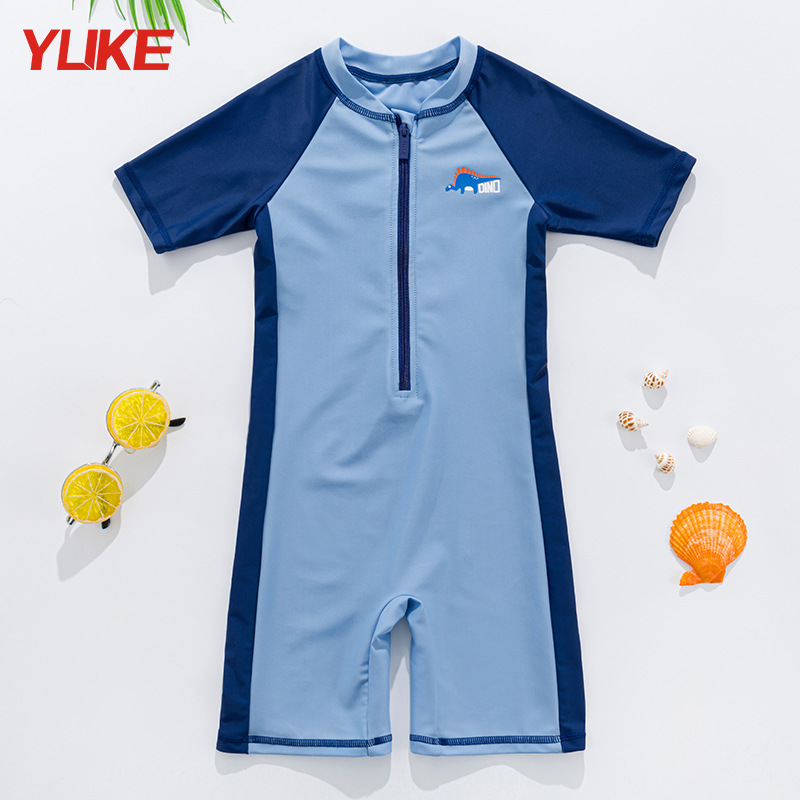 Children's swimsuit boy summer conjoined small and medium-sized children 2021 new boy cute baby sunscreen quick-drying swimsuit