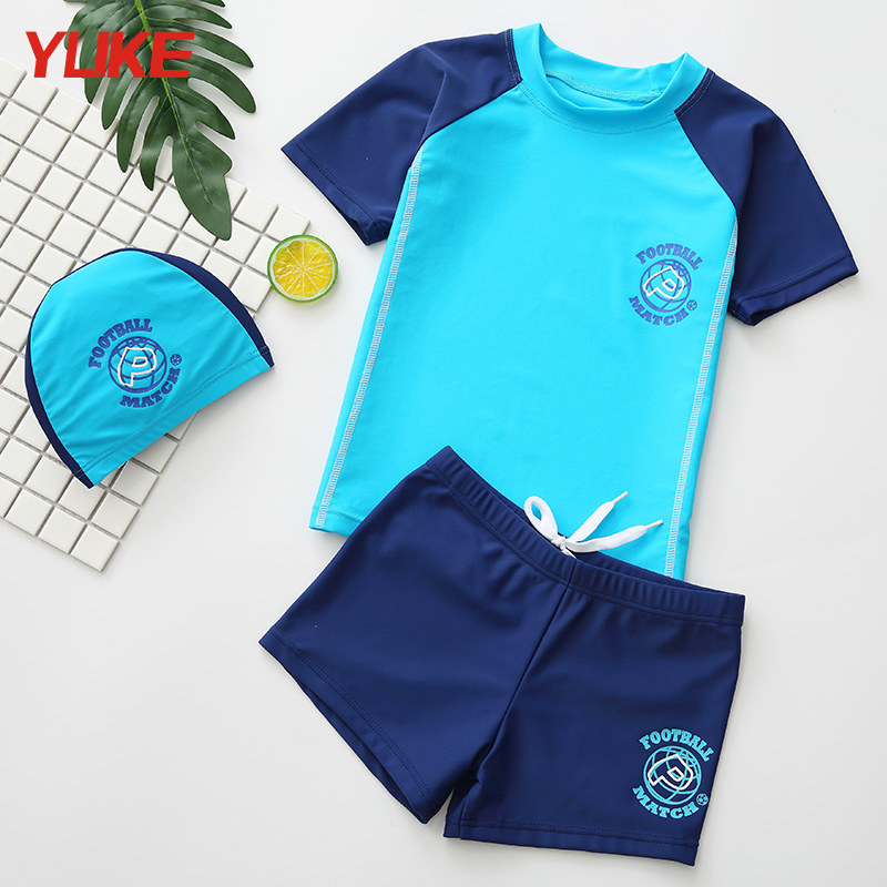 Children's swimsuit boy Summer CUHK Boy two-piece swimsuit 2021 new teen boy sunscreen swimming trunks suit