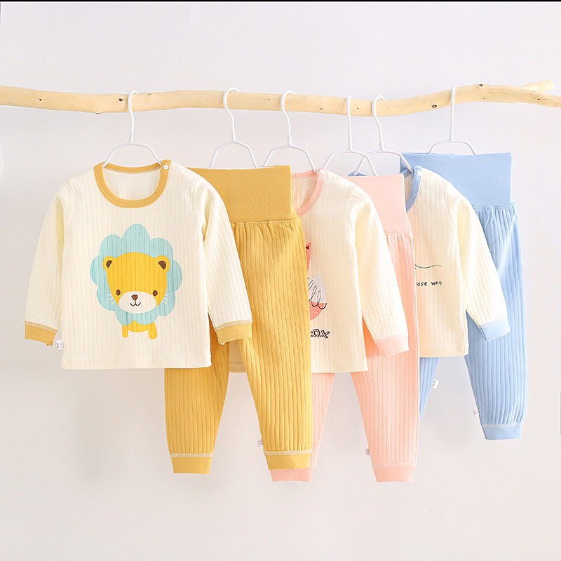 Infant children's autumn and winter cotton high waist underwear suit men and women baby autumn clothes sanitary pants