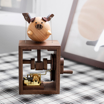 Flying Piggy hand-cranked wooden music box Music box Creative Birthday gift Boyfriend Girl Girlfriend Valentines Day