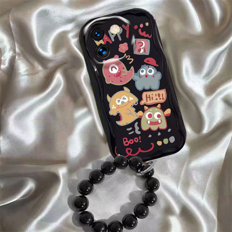 Suitable for Vivo Y200 Series Phone Cases, New Y200I Cream Wave Cartoon Monster Stand, Y200Gt Silicone, Y200T Cute Bracelet, Creative Men's and Women's Airbag Anti-Drop Case, Trendy and Personalized