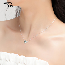 s925 silver small whale necklace woman pure silver ins small crowddesign lock bone chain sweet and beautiful pendant short Han version neck chain