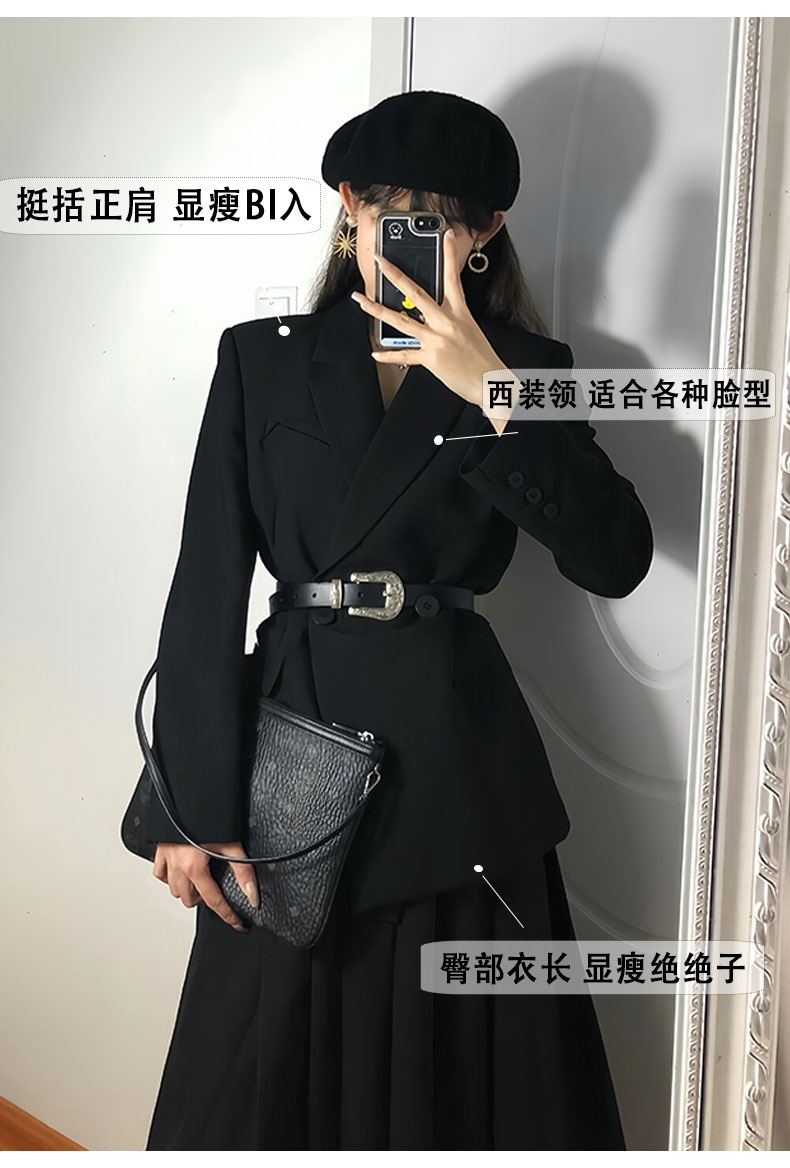 검정색 작은 양복 여성 코트 2026 조기 이른 봄 가을 새로운 작은 키 고급 센스 캐주얼 허리 수축 정장 상세 이미지 4