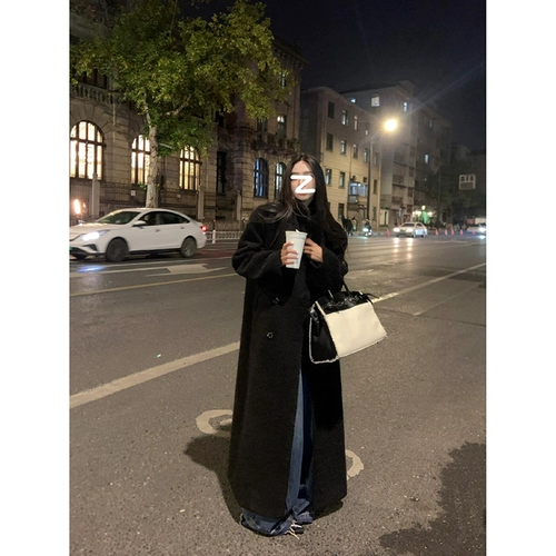 Пуховик, черное демисезонное шерстяное пальто, премиум класс, увеличенная толщина