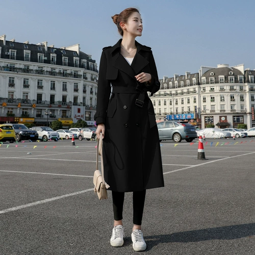 Длинный весенний осенний плащ, черная хаки куртка для отдыха, цвет, средней длины, 2023, подходит для подростков