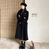 Черное двусторонное шерстяное демисезонное шерстяное пальто, средней длины, подходит для подростков, изысканный стиль