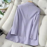 Сиреневый осенний сексуальный короткий пиджак классического кроя для отдыха, подходит для подростков